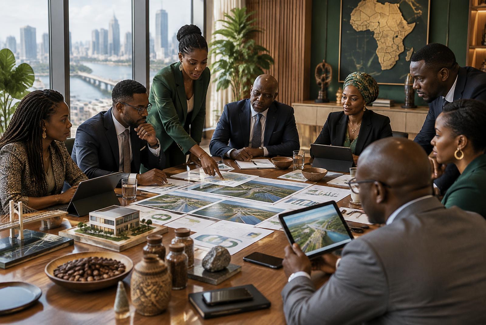 Representative African business leaders reviewing investment proposals